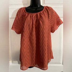 Lauren Conrad Chevron Blouse size Large coral